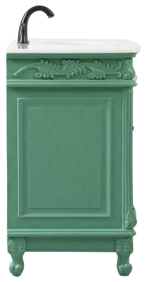 48" Single Bathroom Vanity, Vintage Mint With Ivory White Quartz