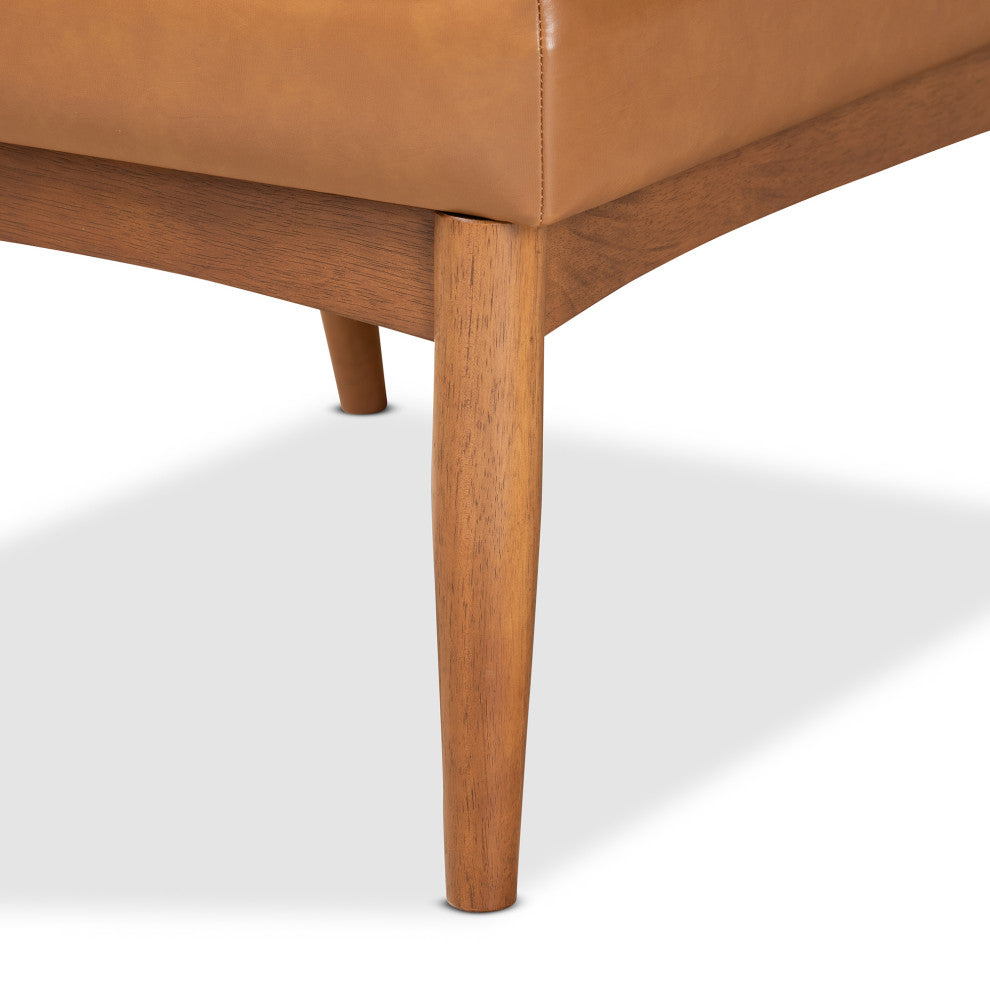Daymond Modern Tan Faux Leather Walnut Brown Finished Wood Dining Chair