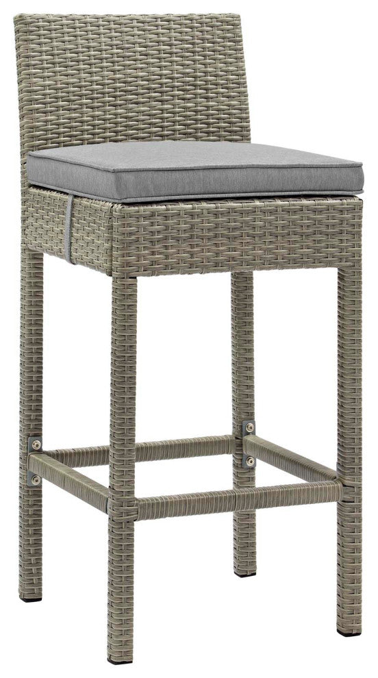 Light Gray Gray Conduit Outdoor Patio Wicker Rattan Bar Stool