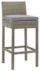 Light Gray Gray Conduit Outdoor Patio Wicker Rattan Bar Stool