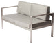Benzara BM287832 Sofa, Sleek Silver Aluminum Frame, Water Resistant Cushions