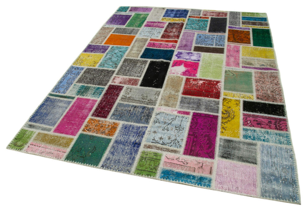 Rug N Carpet - Hand-Knotted Turkish 5' 8" x 7' 10" Unique Patchwork Area Rug