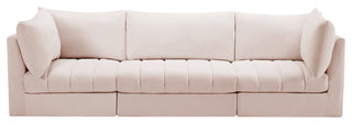 Jacob Velvet Upholstered 3-Piece Modular Sofa, Pink