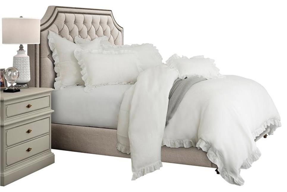 Michael Amini Cherry Hill 6-piece Belgium Linen Fabric Queen Duvet Set in White