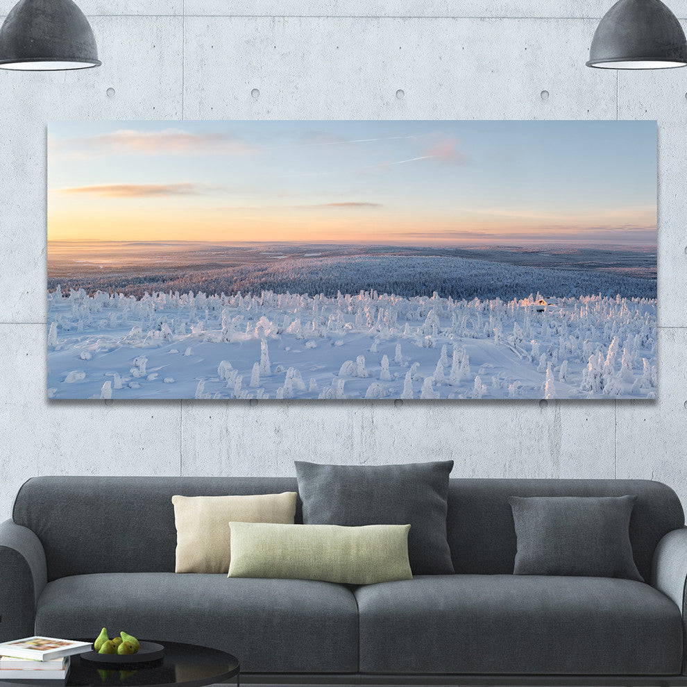 Winter Landscape in Lapland, Large landscape Canvas Art Print, 60"x28"