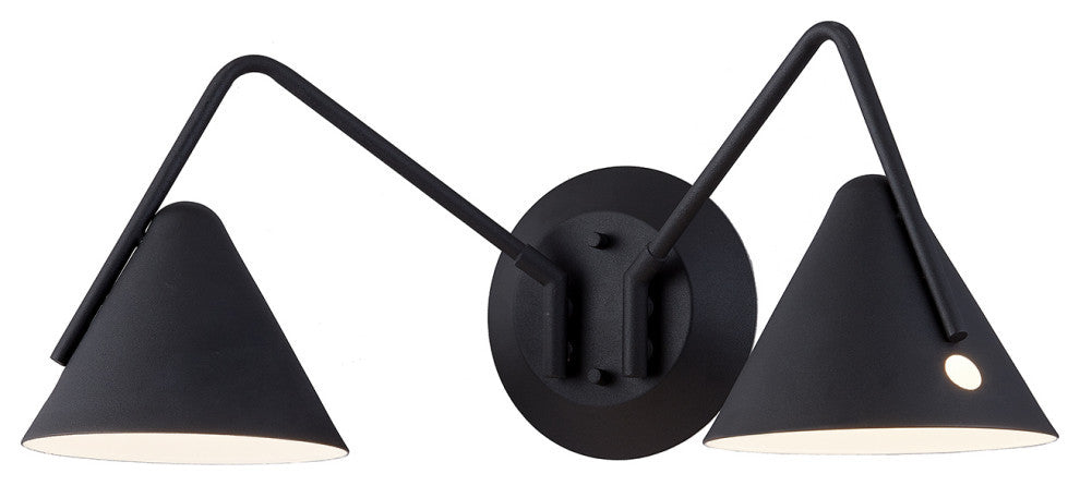 Zag - 2-Light LED Wall Sconce - Textured Matte Black Shade Finish