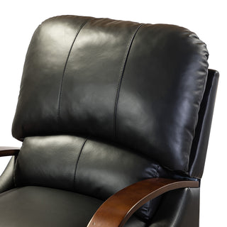Amanda Genuine Leather Manual Recliner, Black