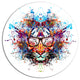 Colorful Tiger In Glasses, Animal Disc Metal Artwork, 23"
