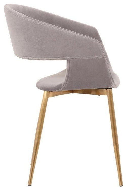 Jocelyn Mid-Century Dining Accent Chair, Gray With Gold Legs