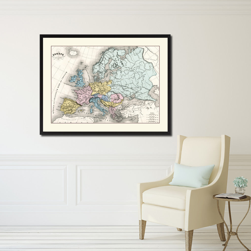Ancient Europe Vintage Antique Map Wall Art, 16"x21"