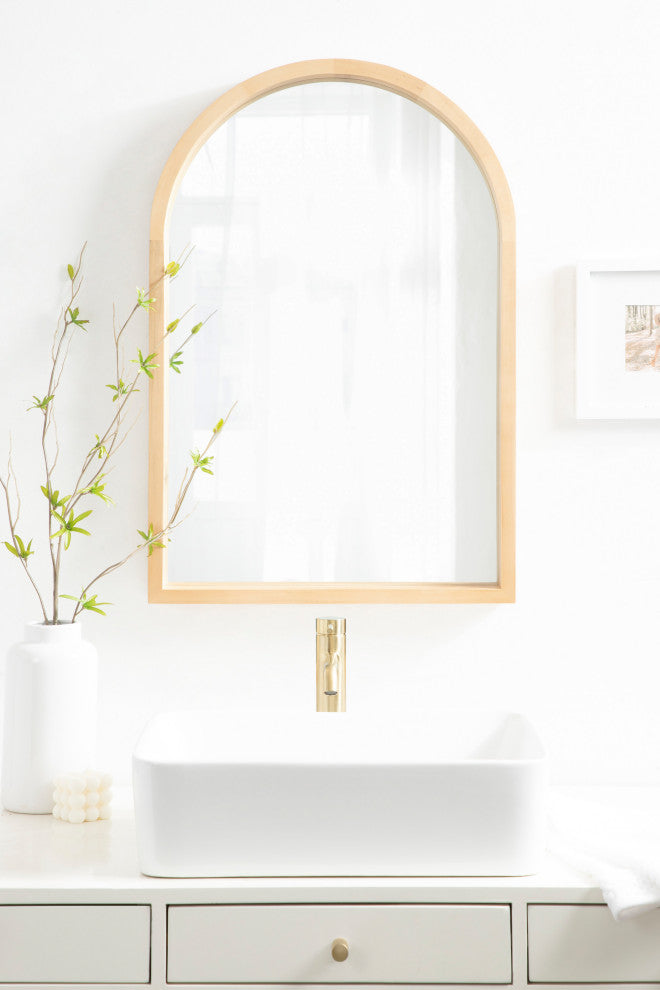 Hutton Wood Framed Arch Mirror, Natural, 20"x30"