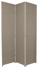 6' Tall Woven Fiber Room Divider, Special Edition, Gray, 3 Panel