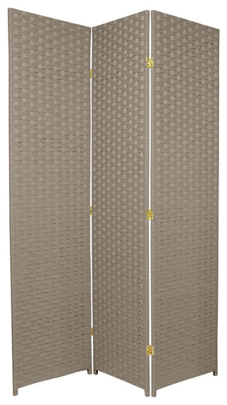 6' Tall Woven Fiber Room Divider, Special Edition, Gray, 3 Panel