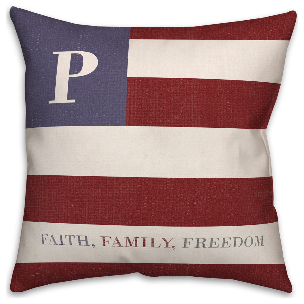 Faith Family Freedom Monogram Flag P 18x18 Spun Poly Pillow