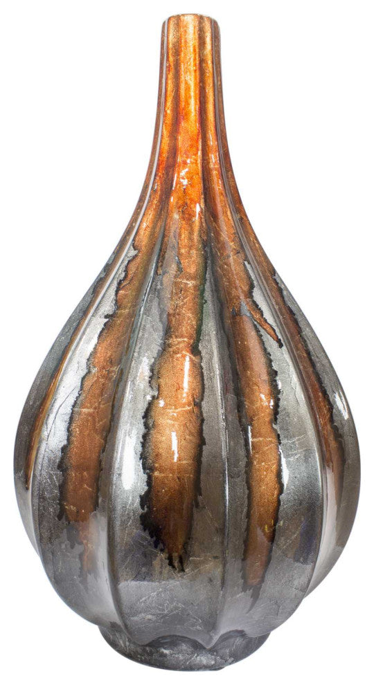 HomeRoots Kya Copper Pewter Foil and Lacquer Teardrop Vase