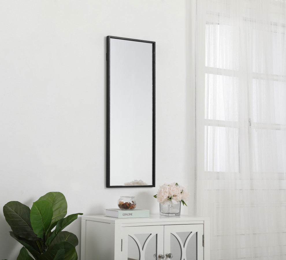 Home Living Metal Frame Rectangle Mirror 14", Black