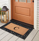 A1HC Rubber & Coir Floral Outdoor Durable Monogram Doormat 18"x30", Black, C