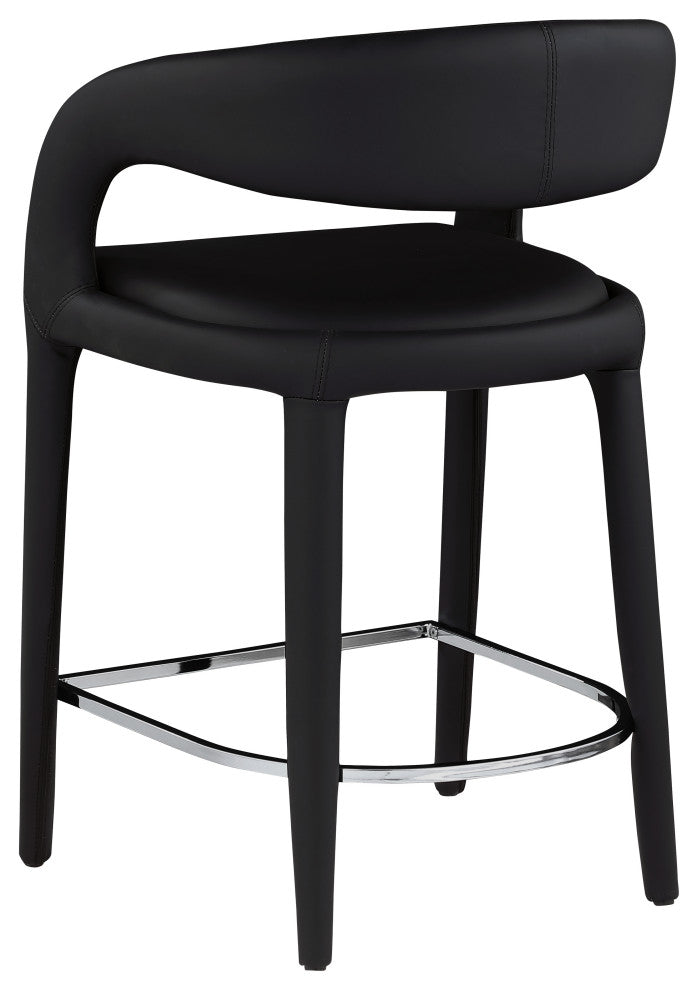 Sylvester Faux Leather Stool, Black