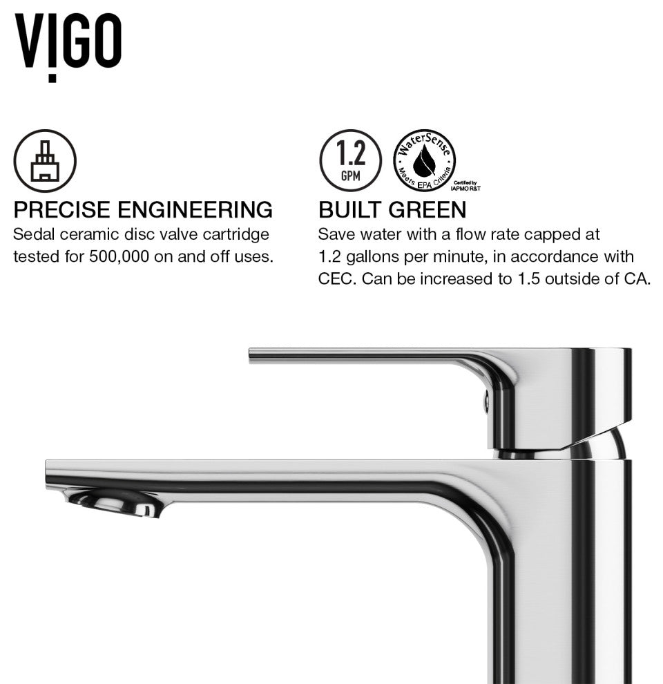 VIGO 6" H Davidson Single Handle Single Hole Faucet, Chrome, Without Extras