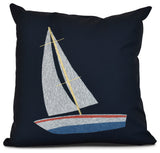 Set Sail, Geometric Print Pillow, Navy Blue, 20"x20"