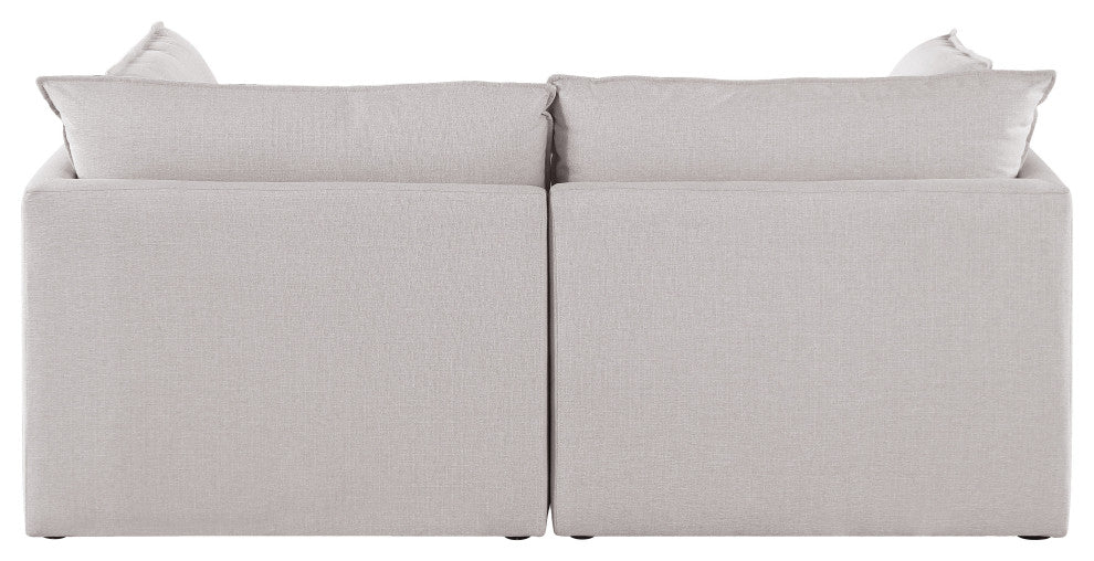 Mackenzie Linen Textured Fabric Upholstered 2-Piece Modular Sofa, Beige