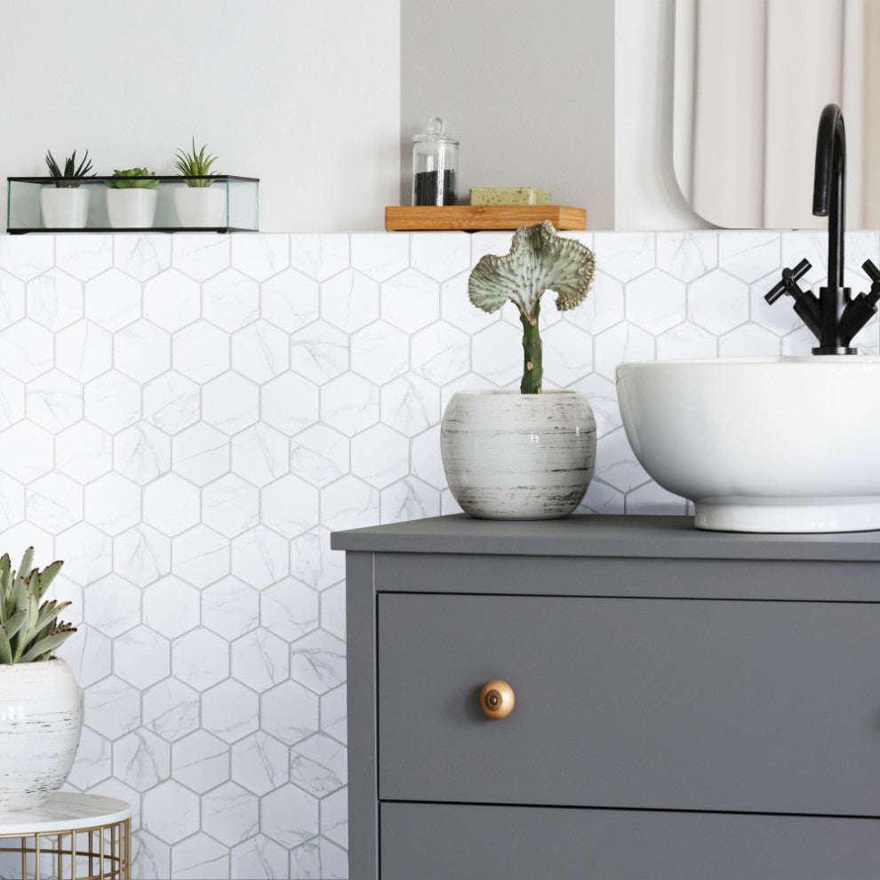 Carrione Super Hex Matte Carrara Porcelain Floor and Wall Tile