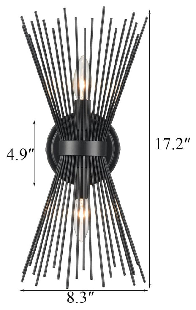 Industrial Starburst Wall Sconce 2-Light Black Wall Lights