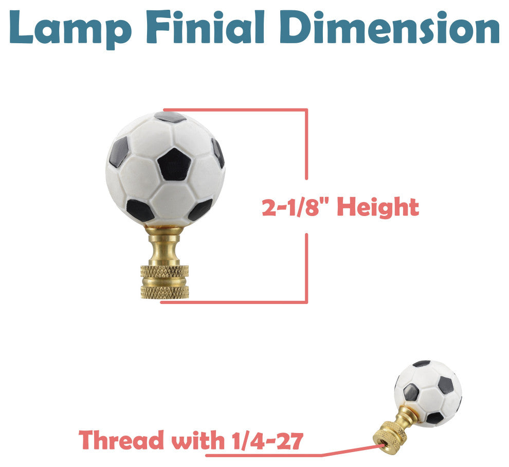 Aspen Creative 24022-12, 2 Pack, Plastic Soccer Ball Finial with Solid Brass