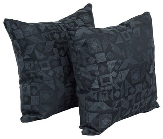 17" Jacquard Throw Pillows With Inserts, Set of 2, Nina Jet