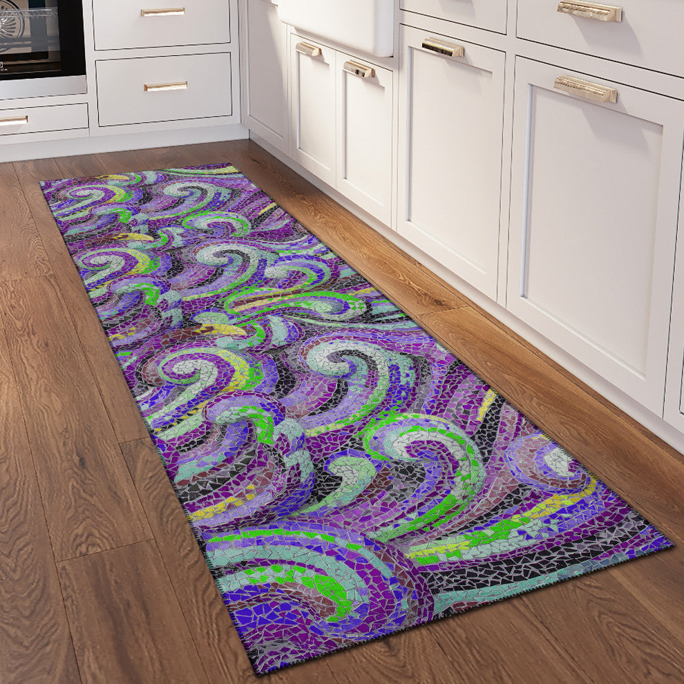 Indoor/Outdoor Seabreeze SZ14 Violet Machine Washable 2'3" x 7'6" Runner Rug