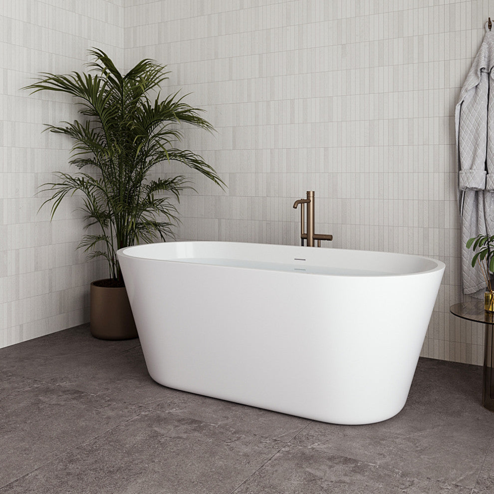 59" Streamline NDR-362-11-BGL Freestanding Tub, Tray, Drain in Brushed Gold