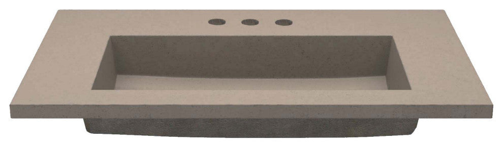 36" Capistrano Vanity Top with Integral Sink, Earth, 8" Widespread Faucet Holes