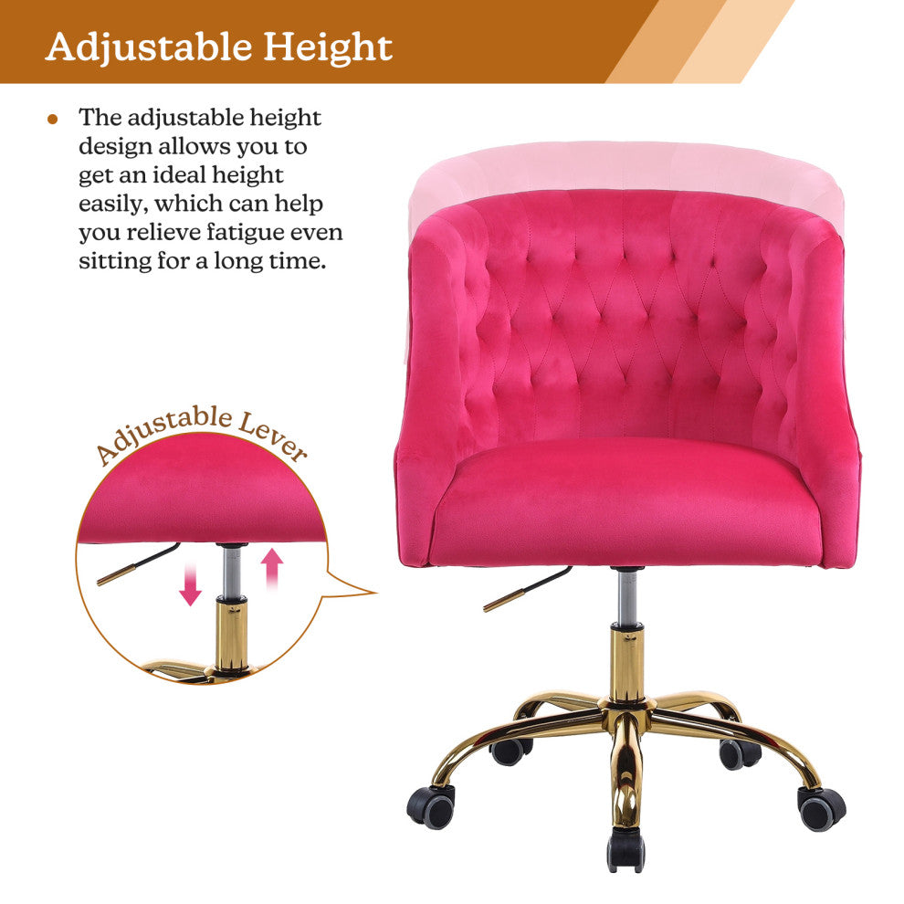 Home Office Swivel Chair with Button-Tufted Back, Fushia