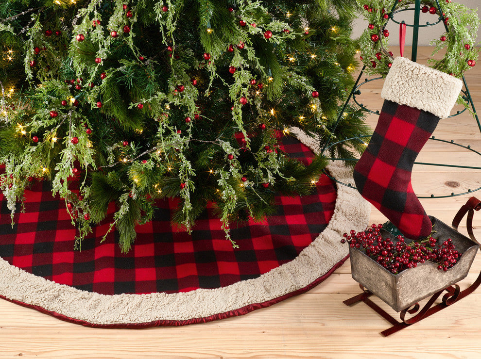 Buffalo Plaid with Sherpa Border Christmas Stocking