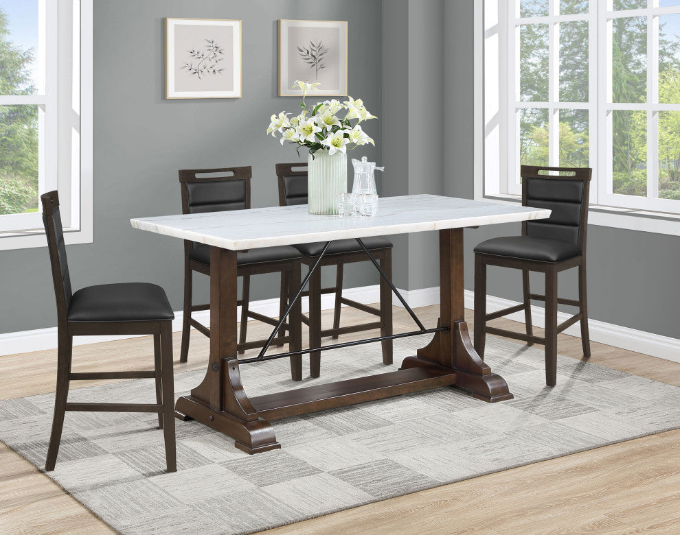 Aldrich 66" Marble Top Counter Height Dining Table White
