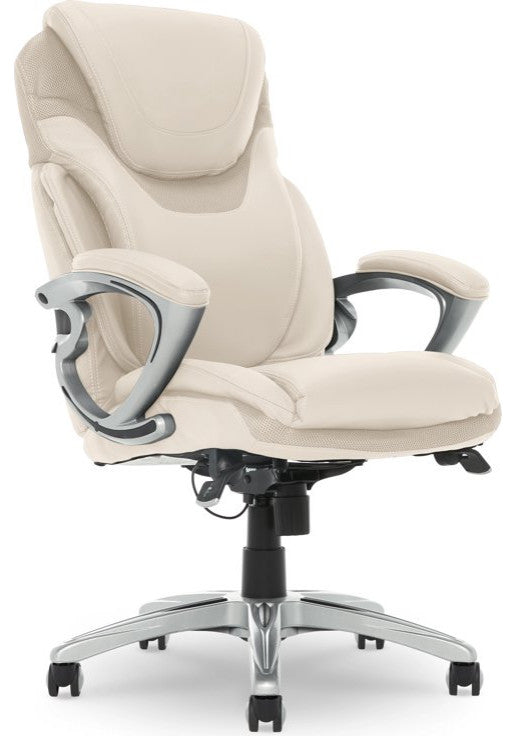 Ergonomic Office Chair, PU Leather Seat & Back With Air Lumbar Technology, Cream
