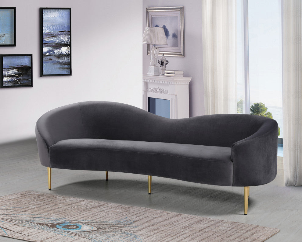 Ritz Velvet Upholstered Sofa, Grey