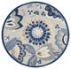 5' Round Blue And Gray Round Floral Indoor Outdoor Area Rug