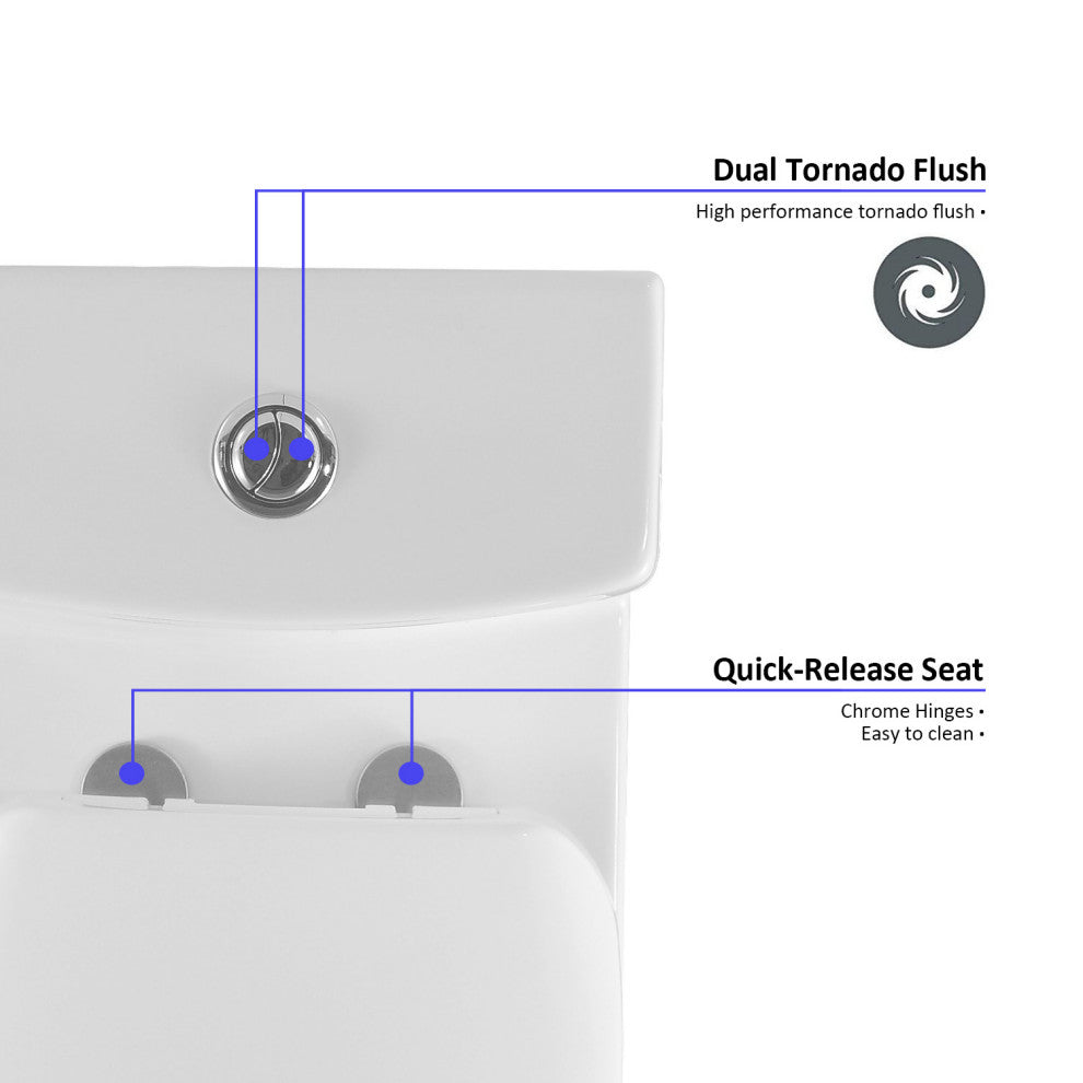 Ceramic Dual Flush One Piece Toilet-Including Toilet Seat