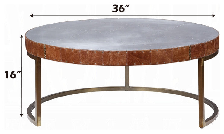 ACME Tamas Coffee Table, Aluminum and Cocoa