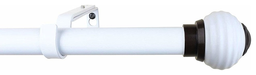 1" Miele Adjustable Curtain Rod, Glossy White, 84"-120"