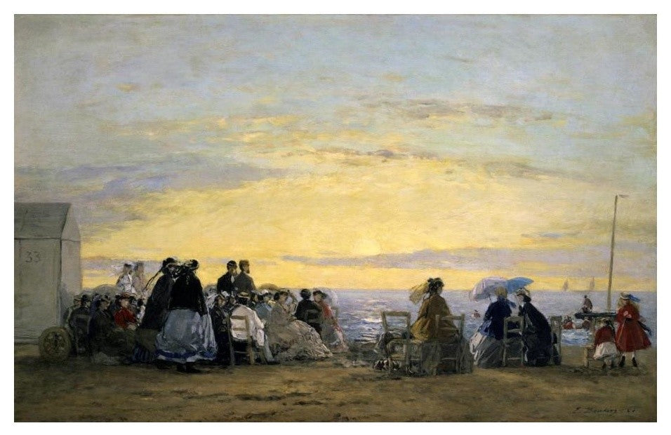 "On the Beach, Sunset" Digital Paper Print by Eugene Boudin, 24"x16"