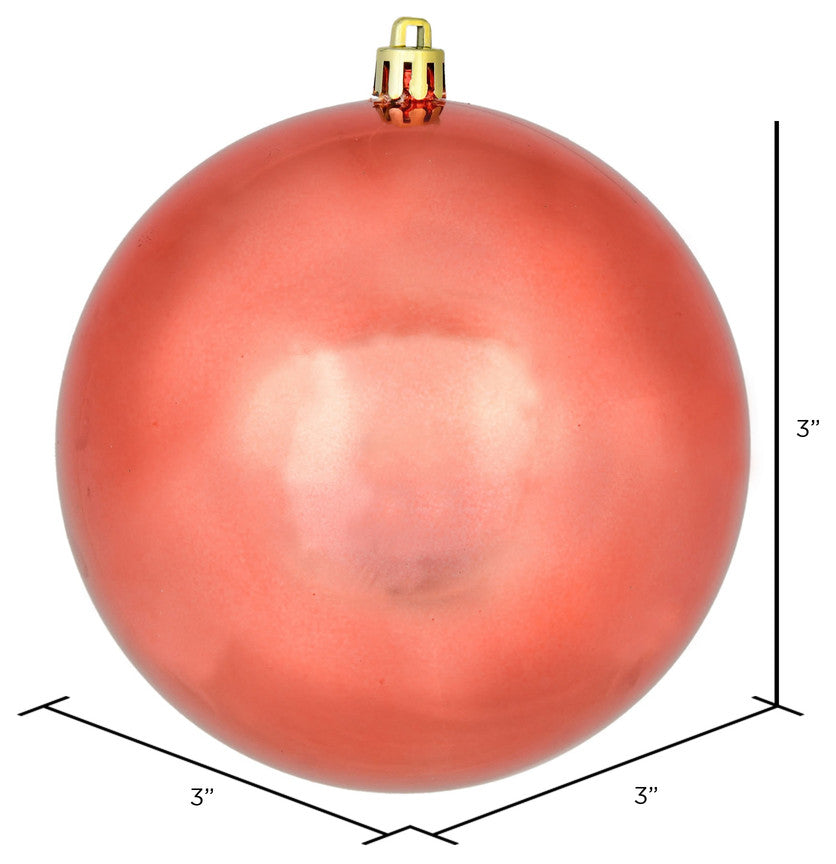 Vickerman 3" Coral Shiny Ball Ornament, 12 per Bag