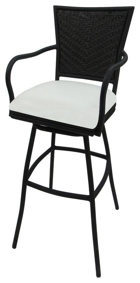 Erin Extra Tall Ocean Beige Black Frame Bar Stool, 35"