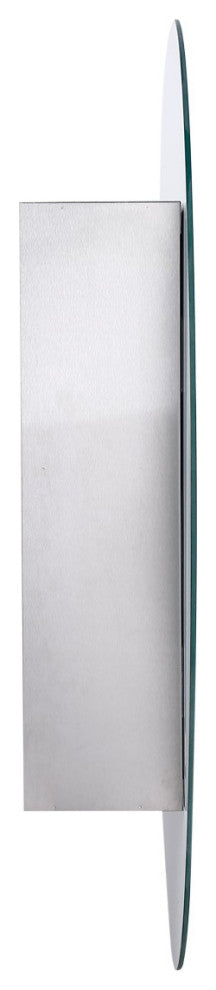 Bathroom Medicine Cabinet Wall Mount with Oval Mirror Hanging Double Shelf