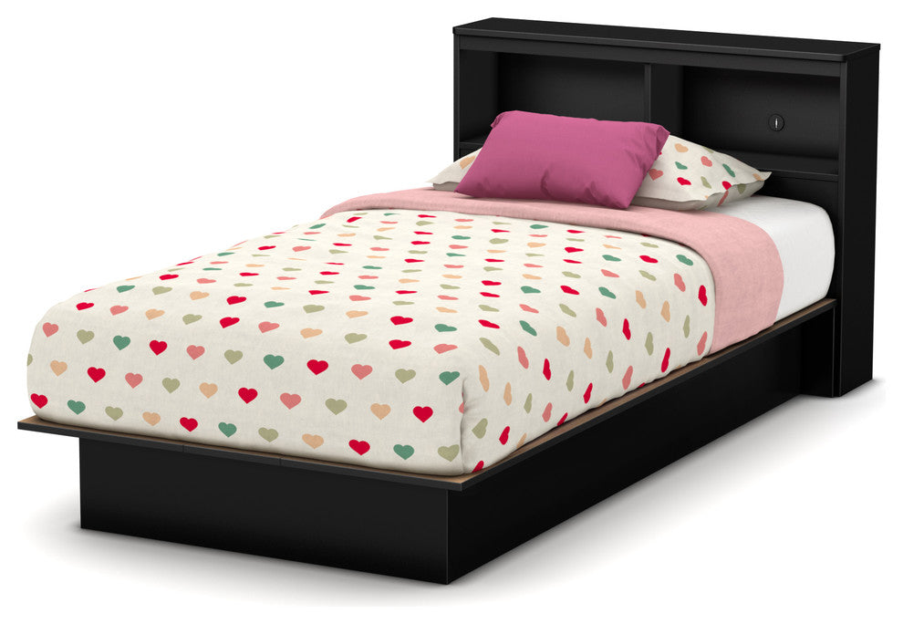 South Shore Libra Twin Bookcase Headboard, 39'', Pure Black