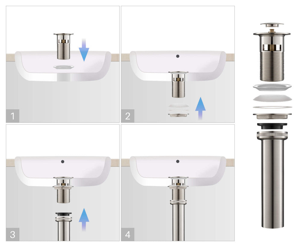 Pop-Up Drain Stopper with Overflow KPW100, Brush Nickel