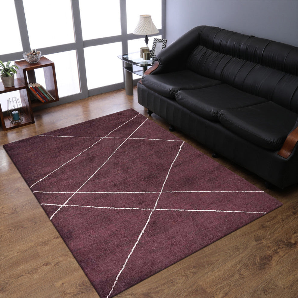 HAND KNOTTED LOOM SILK ECO-FRIENDLY RUGS-6'x9',Rectangle,Brown Beige,Geometric