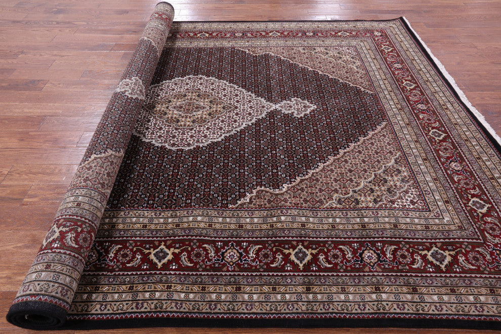 7' 11" X 10' 1" Persian Tabriz Wool and Silk Hand Knotted Rug Q8913