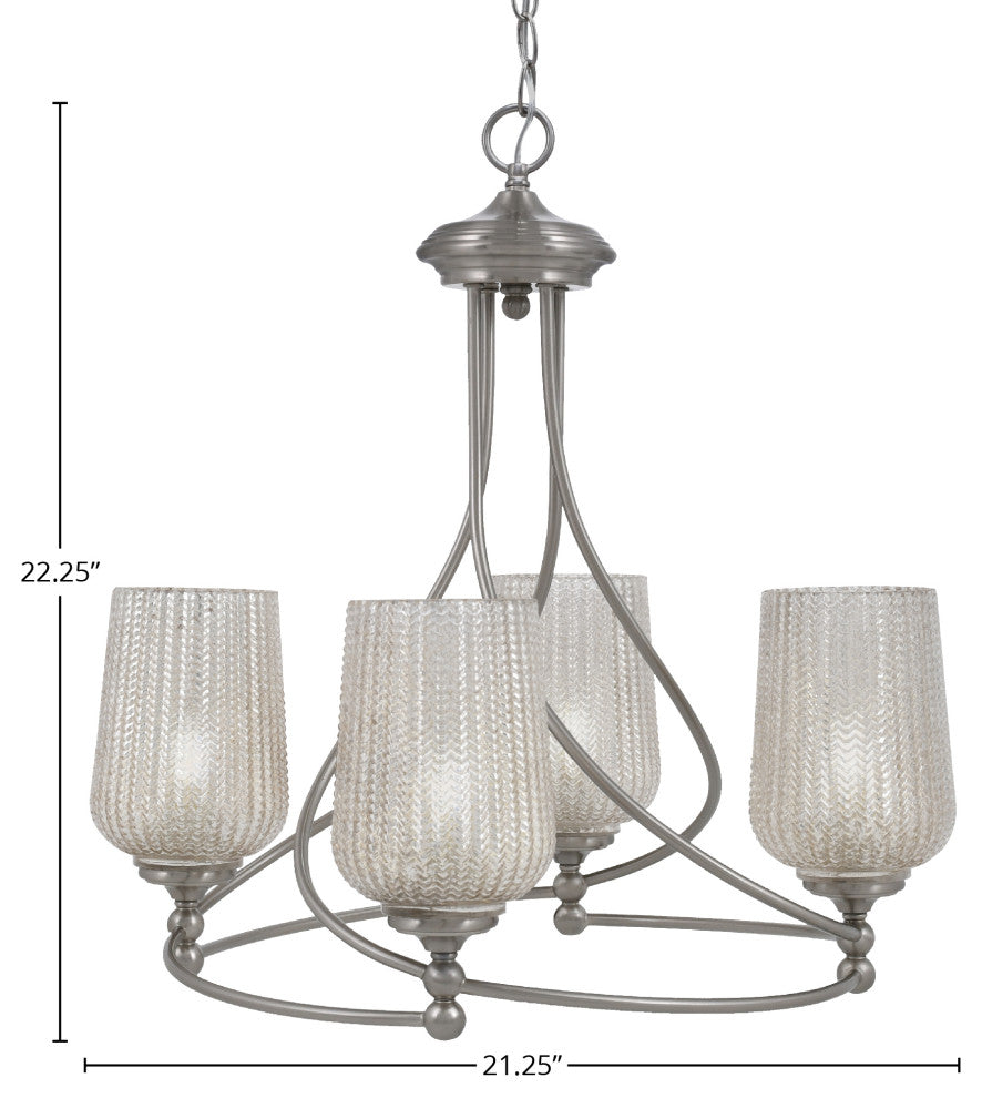 Capri 4-Light Chandelier, Brushed Nickel/Silver Textured